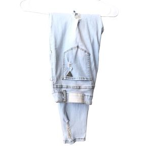 Celebrity Ace Distressed Look Light Colored Blue Denim Jeans (11/30)